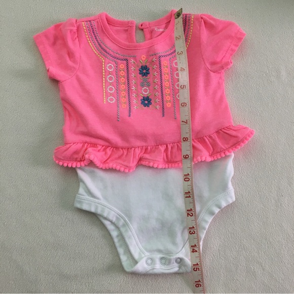 Pink and White Garanimals Onesie, Embroidered with Pom-Pom Trim - Picture 7 of 11